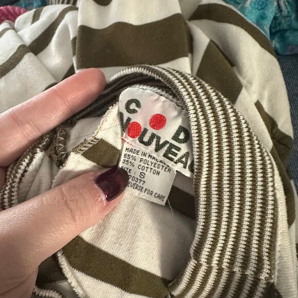 Vintage Code Nouveau Mock Neck Stripe Long Sleeve Crop Top Size Small - Picture 3 of 6